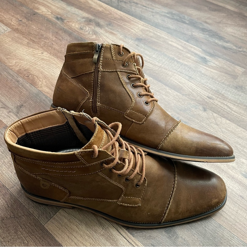 Steve Madden Men's Brown Leather Lace-Up Ankle Boots